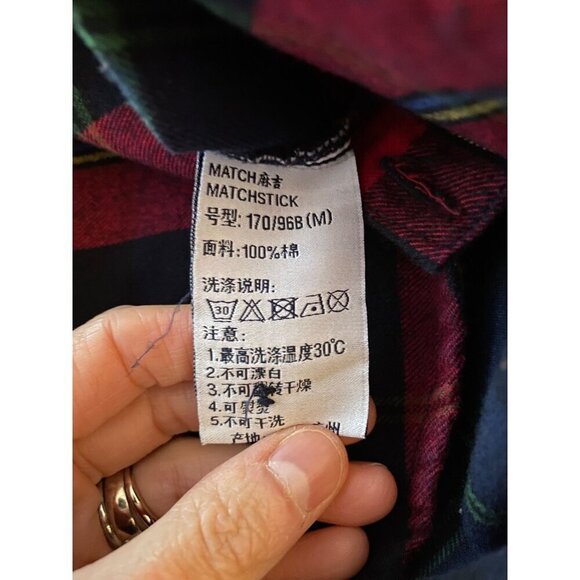 Matchstick Women M Red Plaid Flannel Button-Up Shirt Gorpcore Grunge - Picture 4 of 10